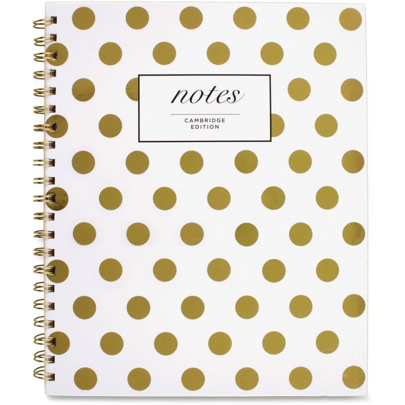Cambridge Gold Dots Hardcover Notebook, 1-Subject, Wide/Legal Rule, White/Gold Cover, (80) 11 x 8.88 Sheets - Image 2